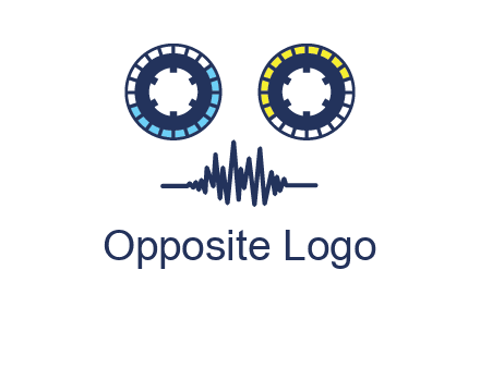 cassette reel with sound waves logo
