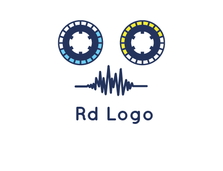 cassette reel with sound waves logo