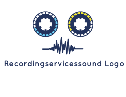 cassette reel with sound waves logo