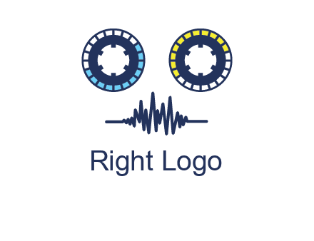 cassette reel with sound waves logo