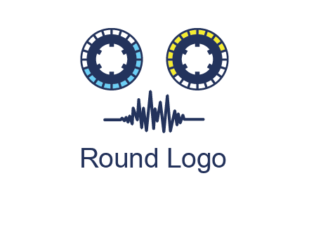 cassette reel with sound waves logo