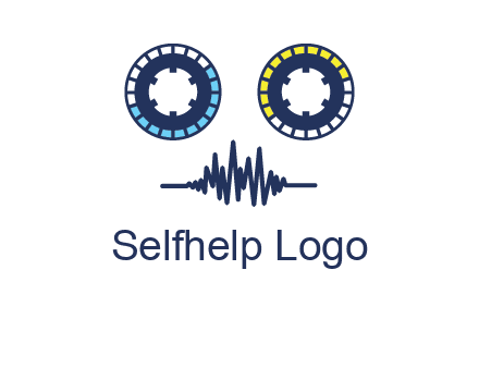 cassette reel with sound waves logo