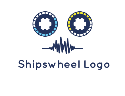 cassette reel with sound waves logo