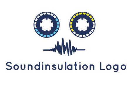 cassette reel with sound waves logo