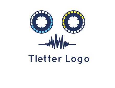 cassette reel with sound waves logo
