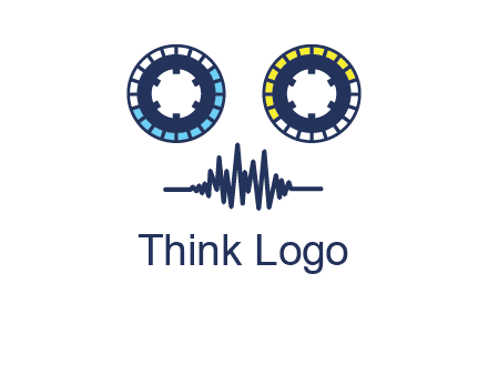 cassette reel with sound waves logo