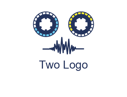 cassette reel with sound waves logo