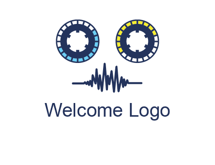 cassette reel with sound waves logo