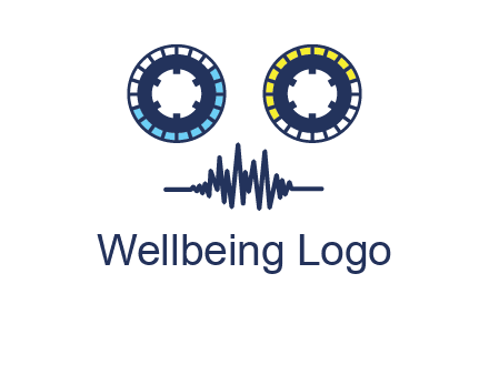 cassette reel with sound waves logo