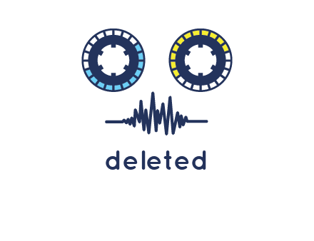 cassette reel with sound waves logo