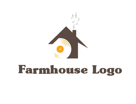 disk inside house with music notes logo