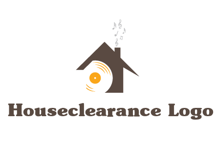 disk inside house with music notes logo