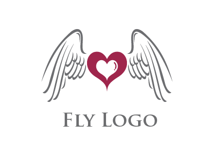 heart with angel wings logo