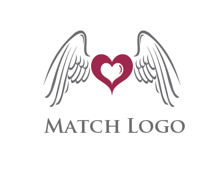 heart with angel wings logo