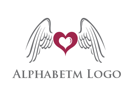 heart with angel wings logo