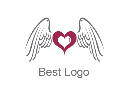 heart with angel wings logo