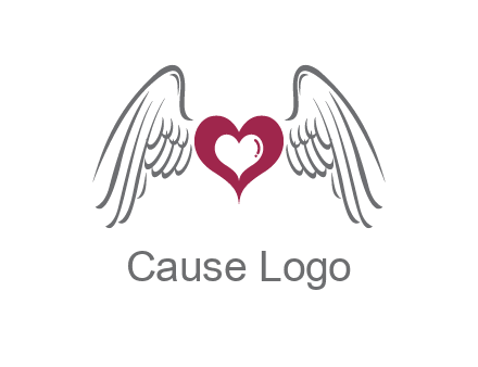 heart with angel wings logo