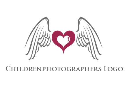 heart with angel wings logo