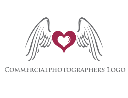 heart with angel wings logo