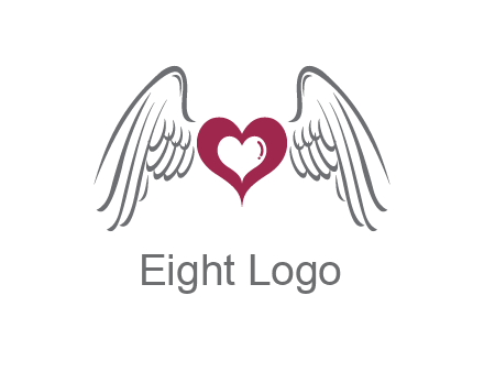 heart with angel wings logo