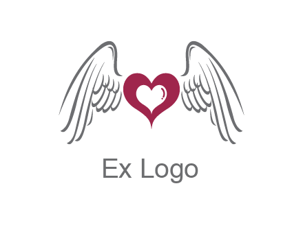 heart with angel wings logo