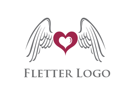 heart with angel wings logo