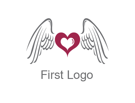 heart with angel wings logo