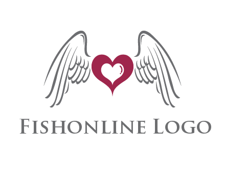 heart with angel wings logo