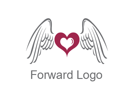 heart with angel wings logo