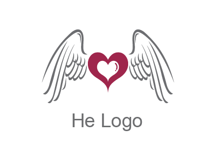 heart with angel wings logo