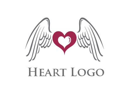 heart with angel wings logo