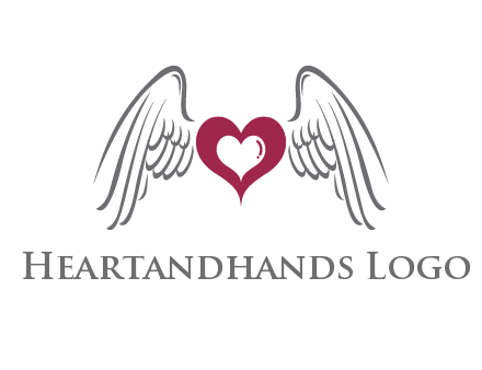 heart with angel wings logo