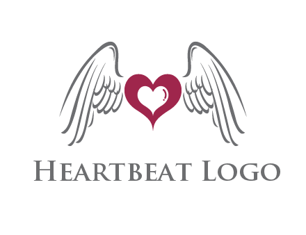 heart with angel wings logo