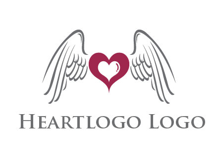 heart with angel wings logo