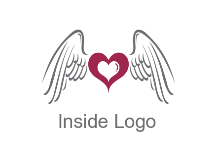 heart with angel wings logo