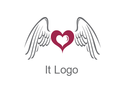 heart with angel wings logo