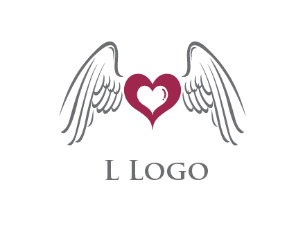heart with angel wings logo