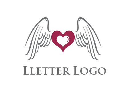heart with angel wings logo