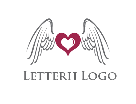 heart with angel wings logo