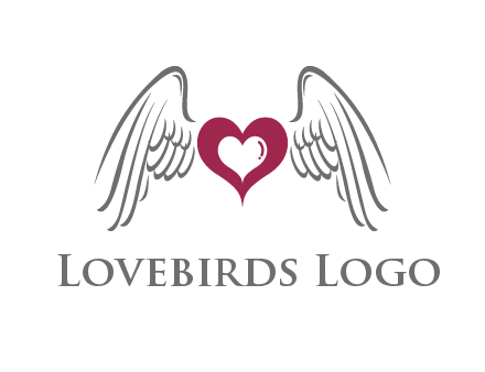 heart with angel wings logo