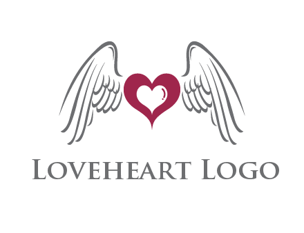 heart with angel wings logo