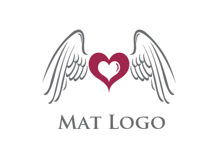 heart with angel wings logo