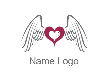 heart with angel wings logo