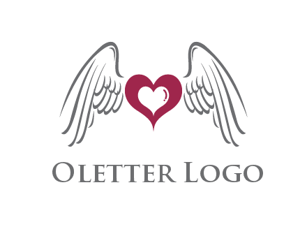 heart with angel wings logo