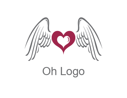heart with angel wings logo