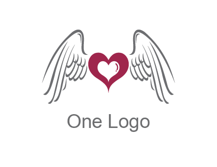 heart with angel wings logo