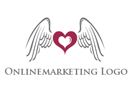 heart with angel wings logo