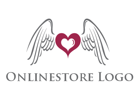 heart with angel wings logo
