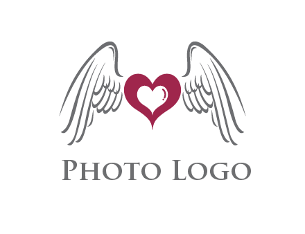 heart with angel wings logo