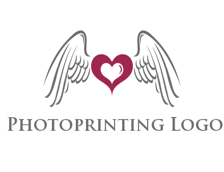 heart with angel wings logo